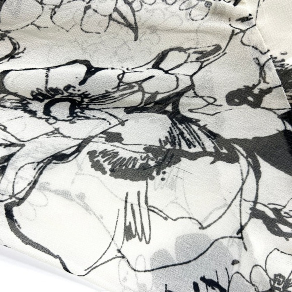 Talbots Floral Sheer-Overlay Blouse Large Cream Black‎ Ruffle Sleeve V-Neck Top - Picture 6 of 10